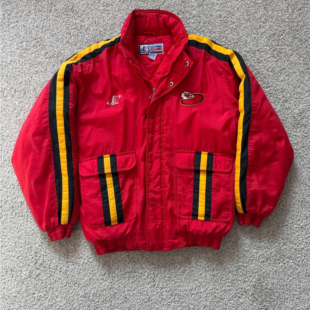Vintage 90s Kansas City Chiefs NFL Pro Line Logo Athletic Jacket Youth XL Red - Picture 2 of 16